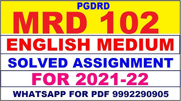 MRD 102 (PGDRD) Solved Assignment 2021-22 in ENGLISH | MRD 102 Solved Assignment 2021-22