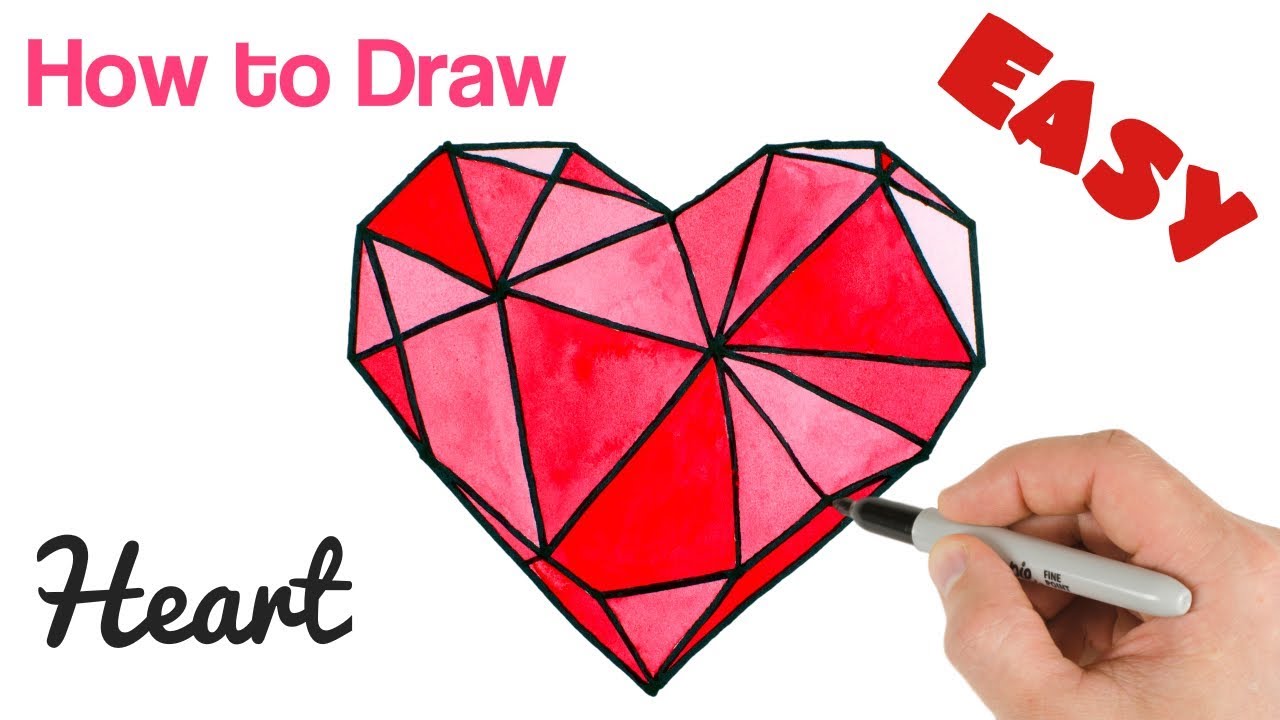 How To Draw Crystal Heart Watercolor Easy Valentine S Day Drawings Youtube