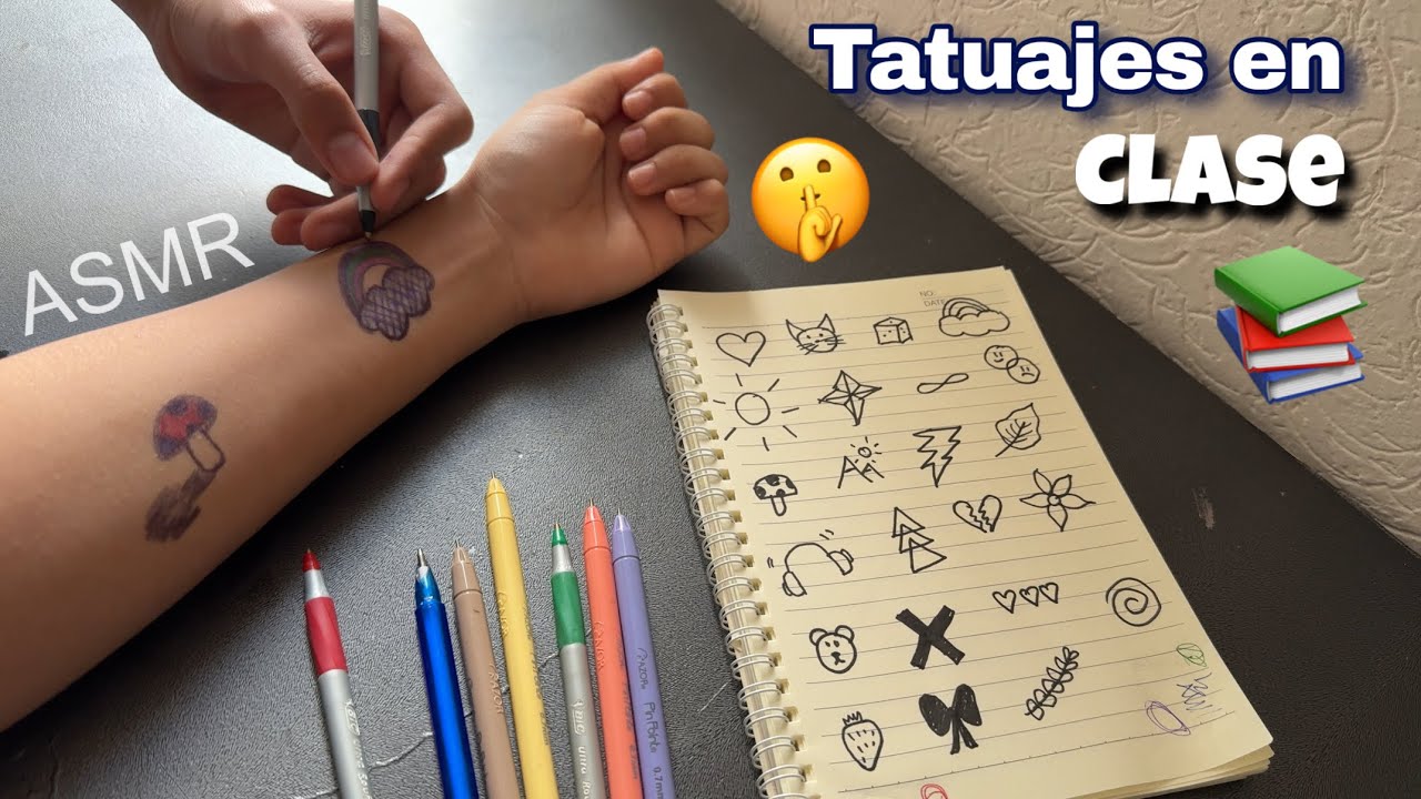 ASMR ROLEPLAY te hago un TATUAJE en clase con BOLÍGRAFOS de colores 🖊️👨‍🏫