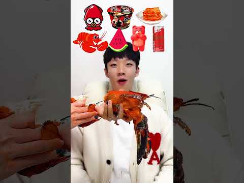 Random Red food MUKBANG🦞🍉 #shorts
