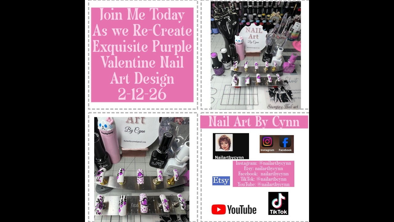 Beautiful Exquisite Purple Valentine Nail Art Design 2.12.26