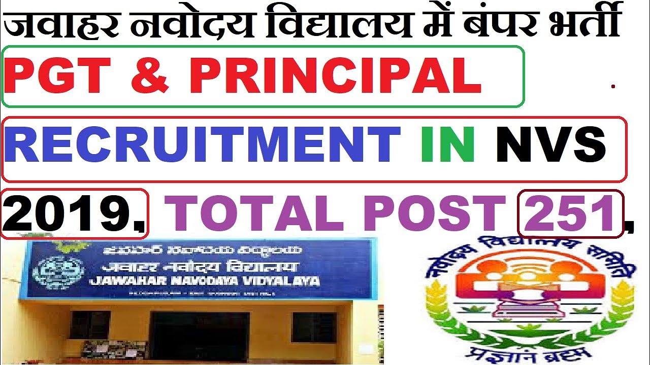 Pgt Principal Recruitment In Nvs 2019 Total Post 251 Apply Online Upto 1422019