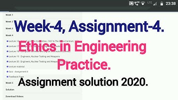 Ethics in engineering practice answers || Assignment 4 || Week 4 || NPTEL || SWAYAM.
