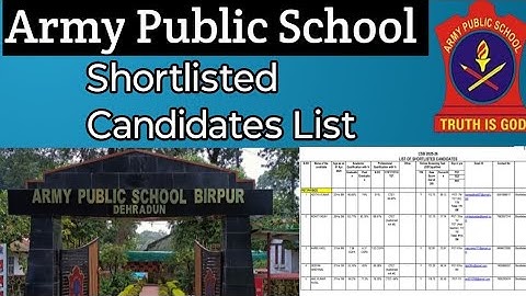 Aps Birpur Dehradun|Shortlisted Candidates List|Army Public School Interview Schedule