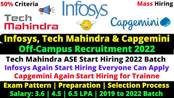 Tech Mahindra | Infosys| Capgemini Off Campus Drive 2022 | 2021 | 2020 | 2019 Any Degree & Branch 🔥🔥