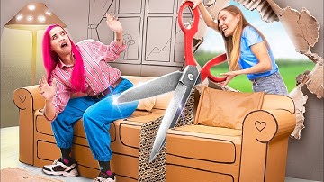 Sống Trong Nhà Bằng Cạc Tông Trong 24 Giờ / Thử Thách!