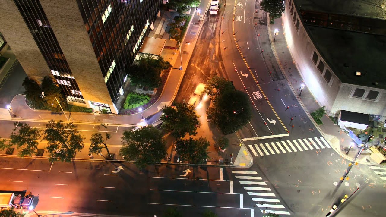 nighttime aerial time lapse