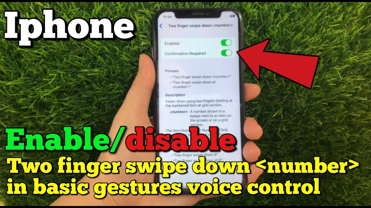 How to enable or disable two finger swipe down number in basic gestures voice control on iPhone X