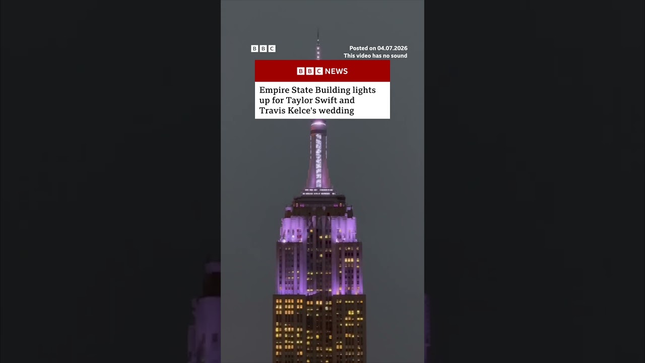 Empire State Building lights up for Taylor Swift and Travis Kelce wedding. #BBCNews