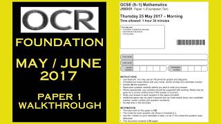 OCR GCSE Maths Foundation - May / June 2017 - Paper 1 - Calculator - Worked Solutions / Walkthrough