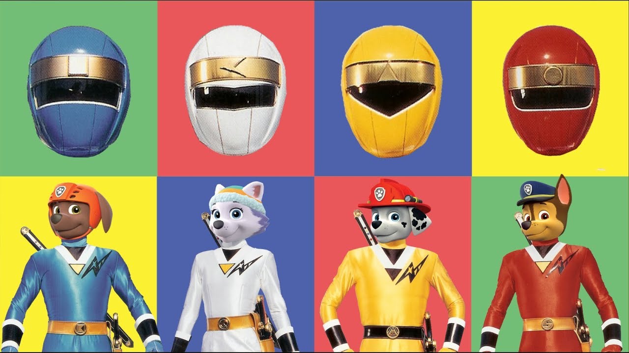 Paw Patrol transform into Power Rangers 