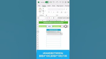 RANDBETWEEN formula For Decimal Numbers in Excel #excelfunctions #exceltips #exceltipsandtricks