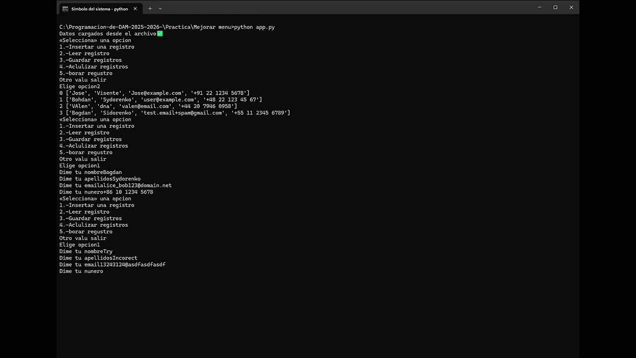 Contact Agenda (Console)