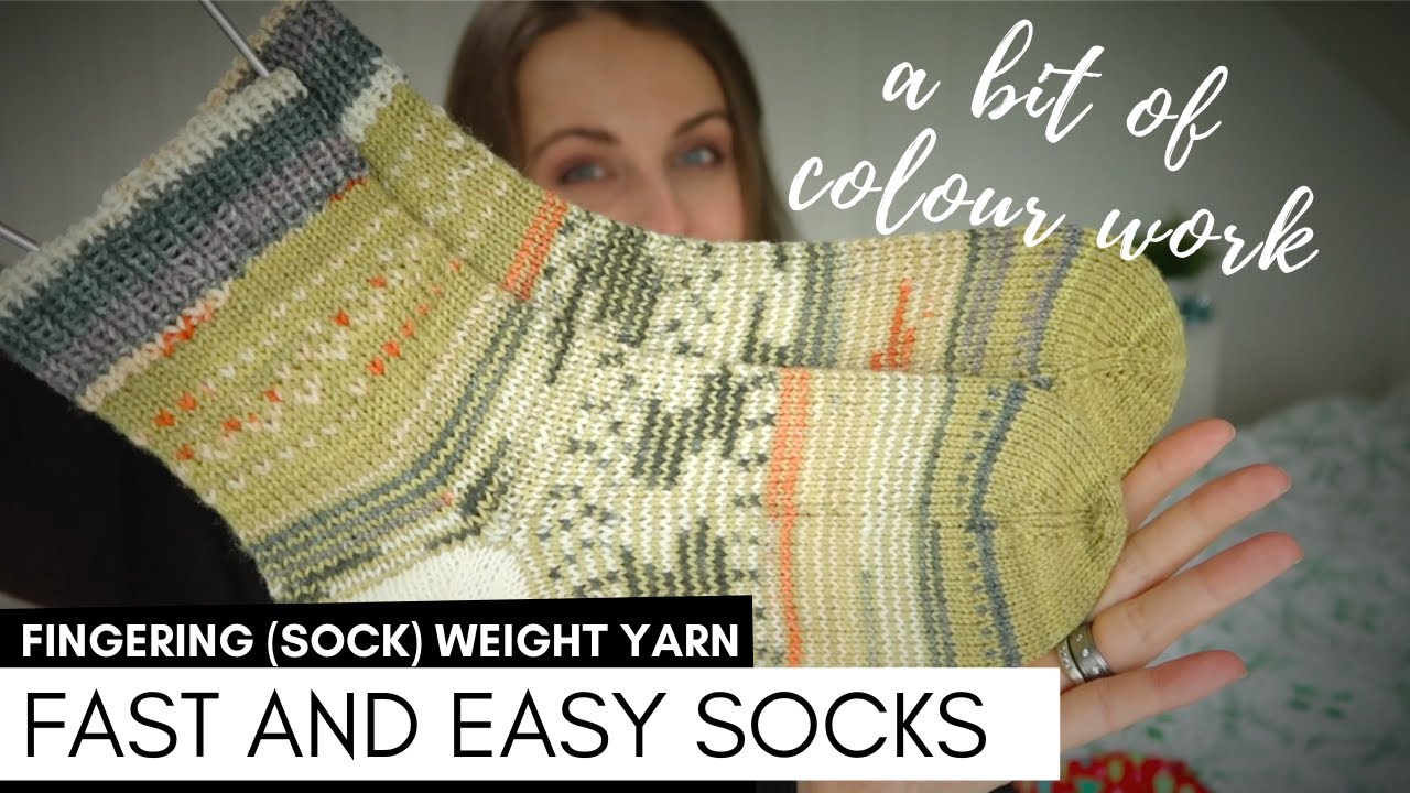 free knitting pattern - Fast and Easy socks with a colour work - YouTube