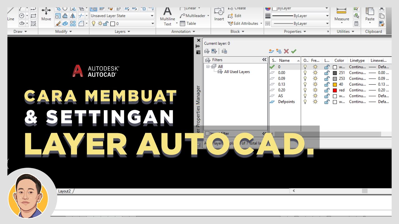 Belajar AutoCAD | Cara Membuat & Setting Layer - YouTube