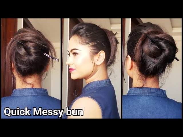 Pineapple Smoothie Quick Easy Messy Bun Hairstyle Without