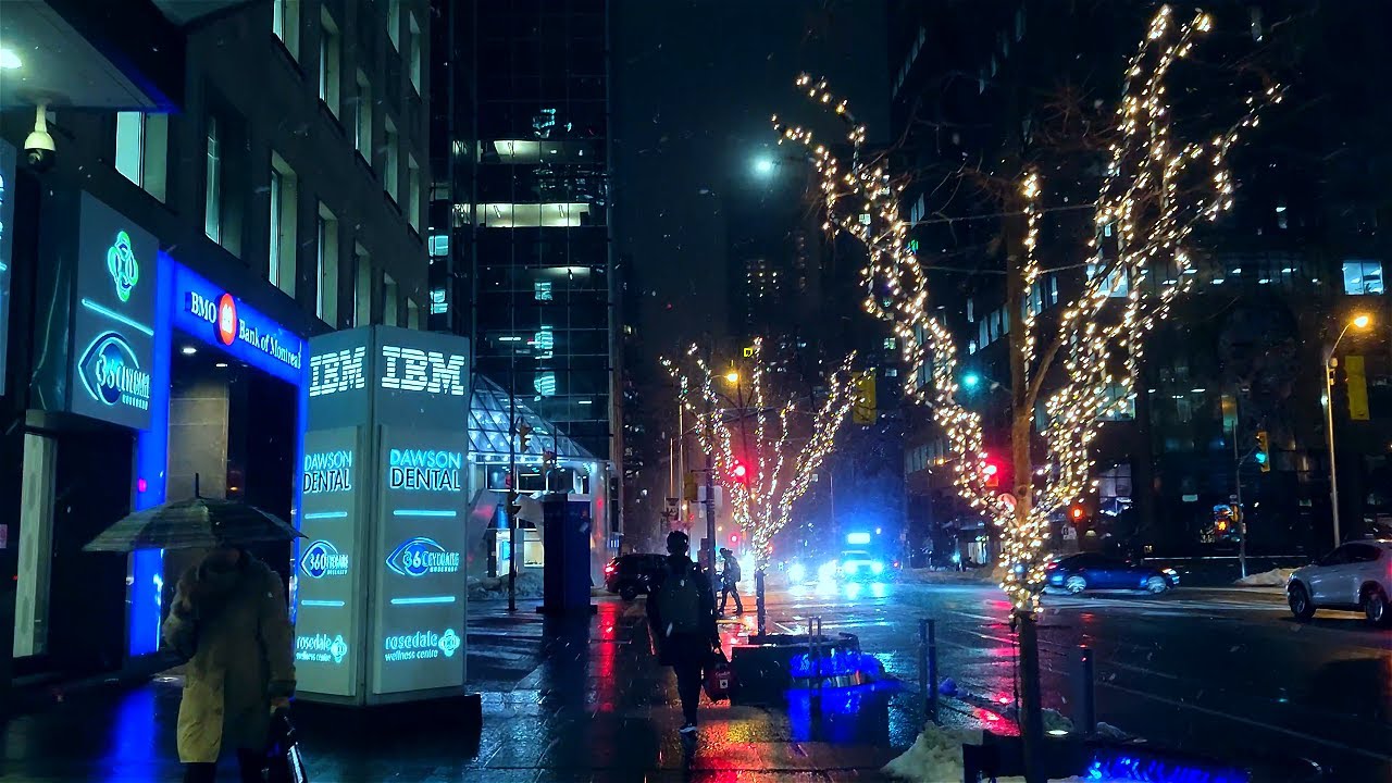 Walking in the Rain and Snow | Toronto, Canada February 2022 4K