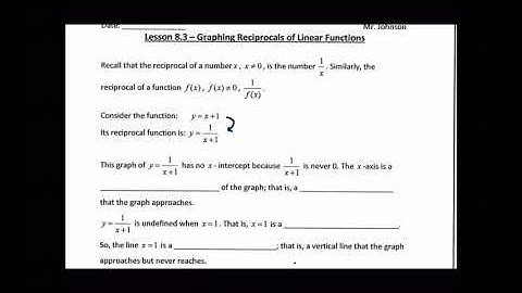 Lesson 8.3 graphing reciprocal linear functions