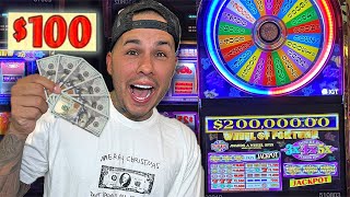 $100 Per Spin on Wheel Of Fortune High Limit Slot!! $200,000 Jackpot!