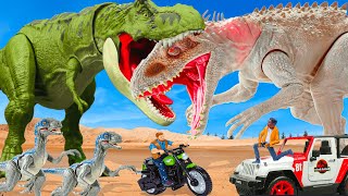 Green T-Rex vs Indominus Rex 🦖| Stray Into a DANGEROUS Area | Jurassic World Toys Movie
