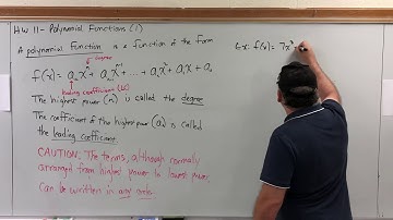 HW 11 Polynomial Functions (video 1) - Definition of a Polynomial Function