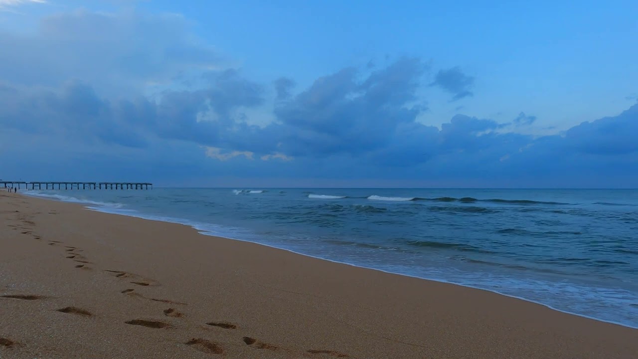 Tropical summer ocean night with distant storm lightning starting 5K |
