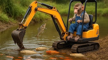 Working With Excavators - Building New Fish Ponds For The Fish - Monkey Farm Work | CoCo Farm
