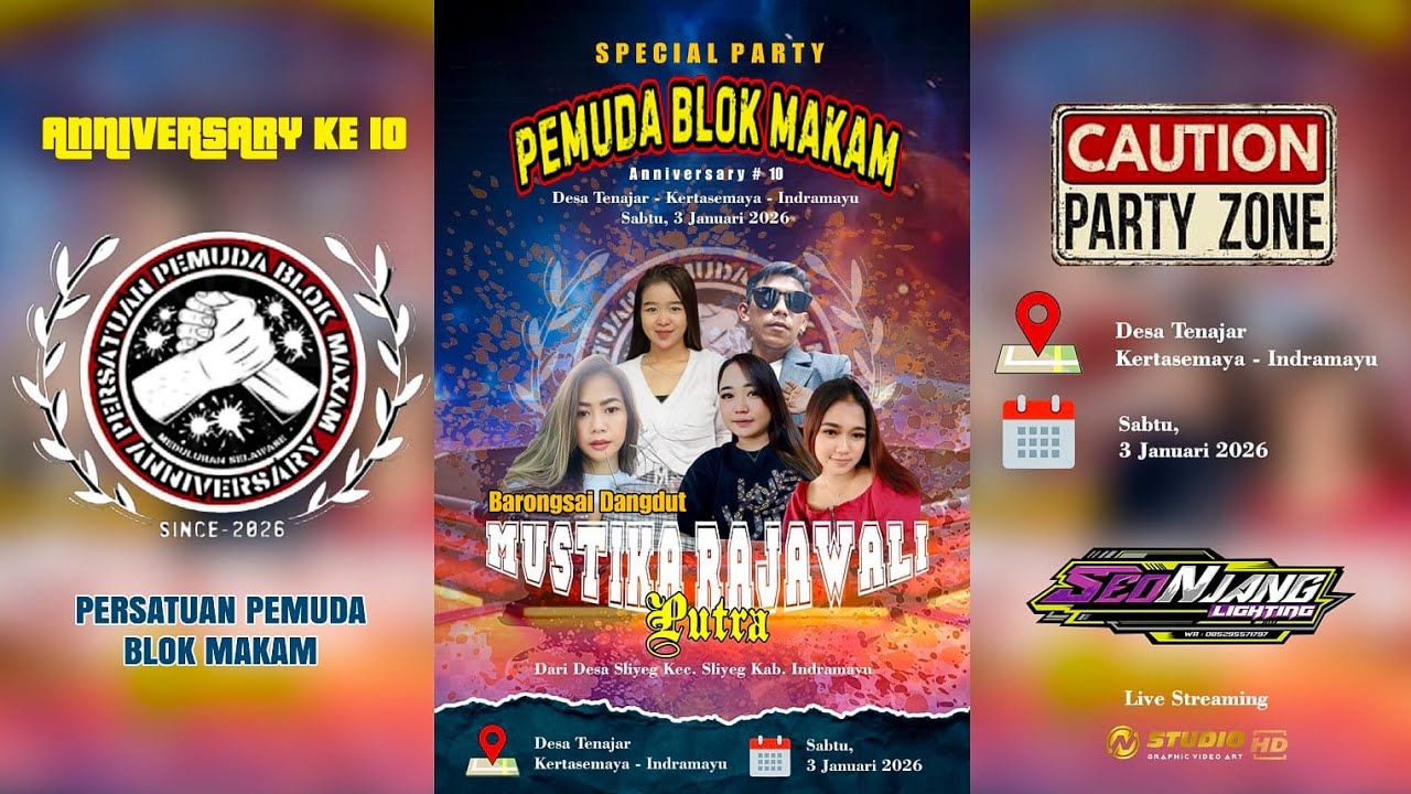 LIVE BARONGSAI DANGDUT MUSTIKA RAJAWALI || ANNIVERSARY KE 10 PEMUDA BLOK MAKAM || TENAJAR 3 JAN 2026