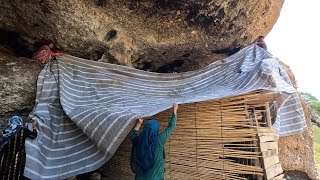 nomadic family moves to a new cave to live and raise livestock