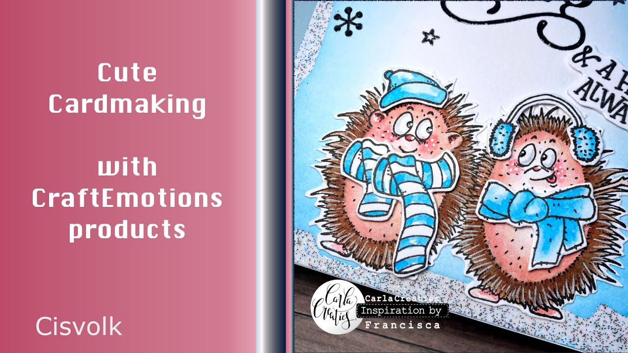 Cute Critters handmade Christmas Card | CraftEmotions | Carlacreaties