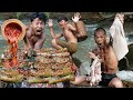 Primitive Technology - Cooking Pork Belly Recipe For Food At Waterfall