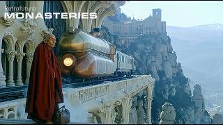 Express Trains to the Lost Monasteries: A Steampunk Voyage | AI 4K — Retrofutura