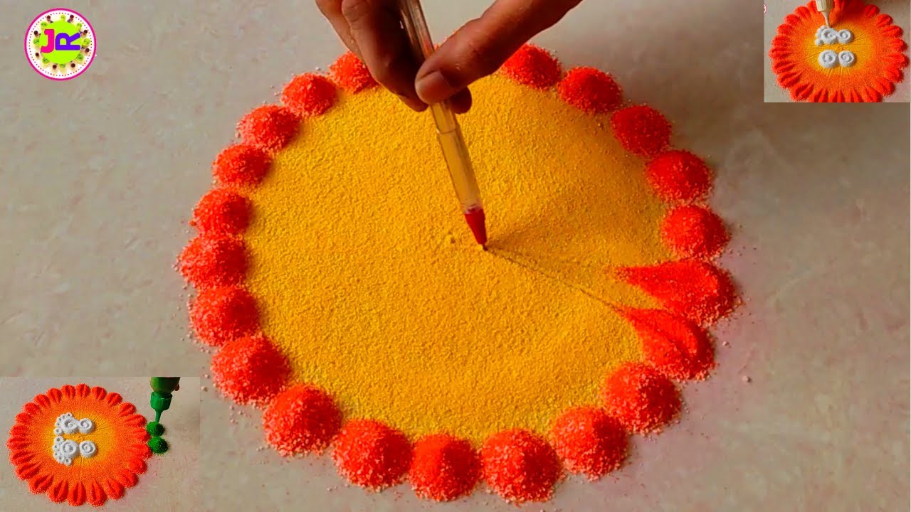 Step By Step Rangoli Design For Festival 🥰| Very Simple and Beautiful 😍 ...