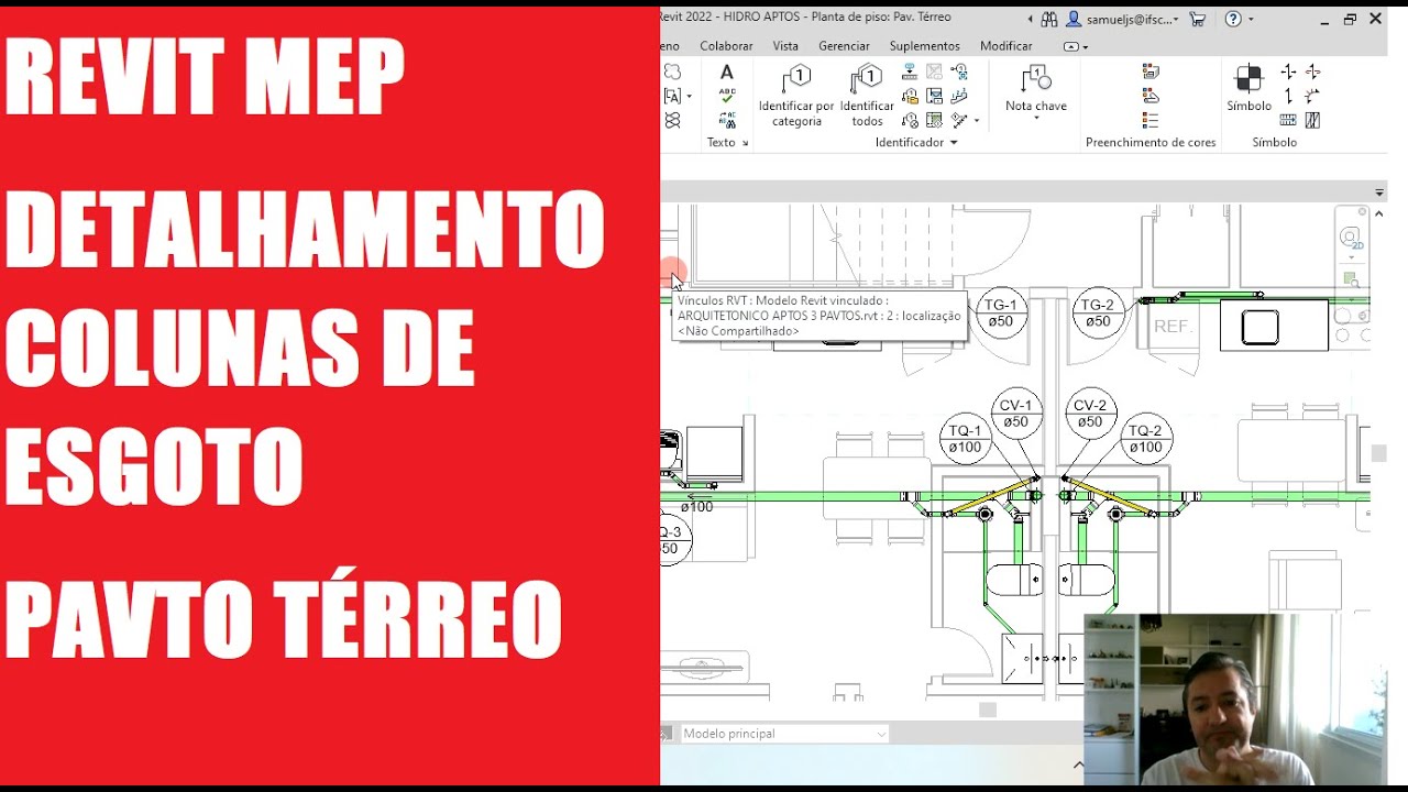 Aula 34 Revit MEP Exemplo detalhando as colunas do esgoto do térreo ...