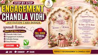 How to create Chandla Vidhi Invitation Card Design in coreldraw | Gujarati Engagement Invitation