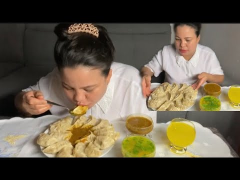 Chicken momo spicy 🌶 अचार shrimps 🦐 soup mukbang