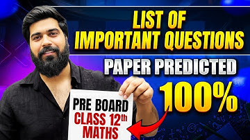 Class 12th Pre Boards 2025-26 | Maths Important Questions | Score 100%🔥