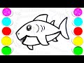 Shark 🦈 💧💦🌊🦭 Drawing and Colouring | Easy Drawing for Kids Toddelrs