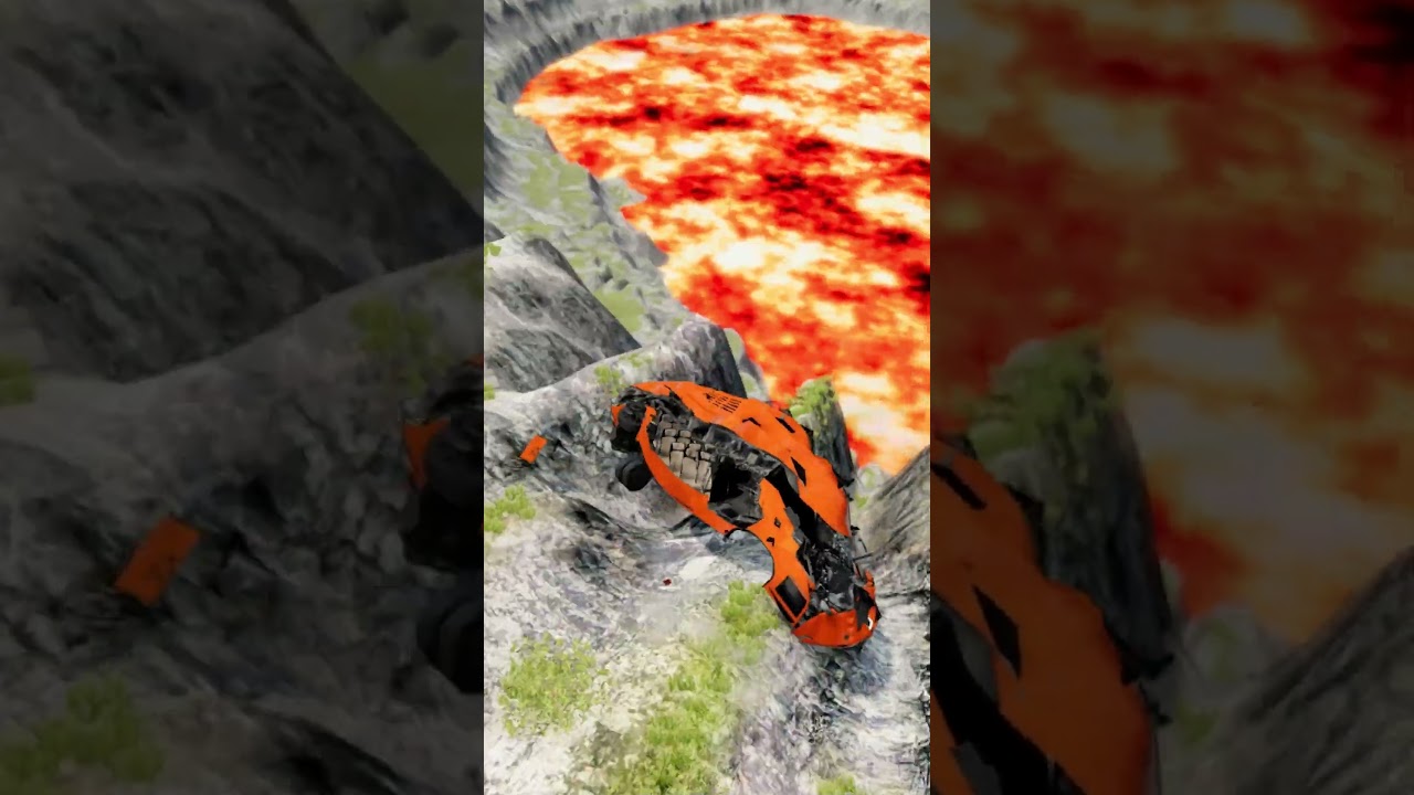 Bus vs Giant Lava Pit – BeamNG.drive 