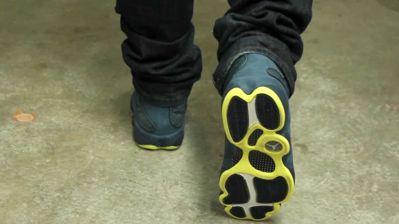 jordan 13 squadron blue on feet