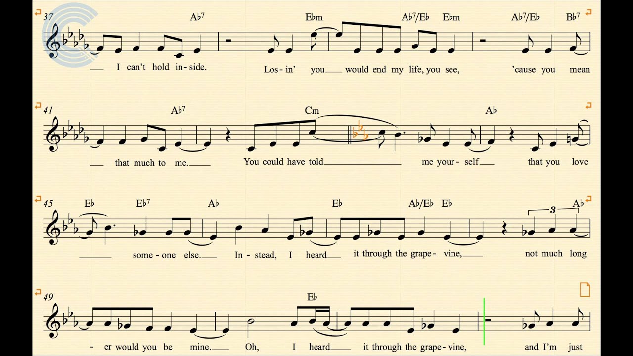 vocal heard it through the grapevine marvin gaye sheet music heard it through the grapevine sheet music