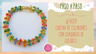 ¡FÁCIL! Cadena de Eslabones con Chaquira de Colores