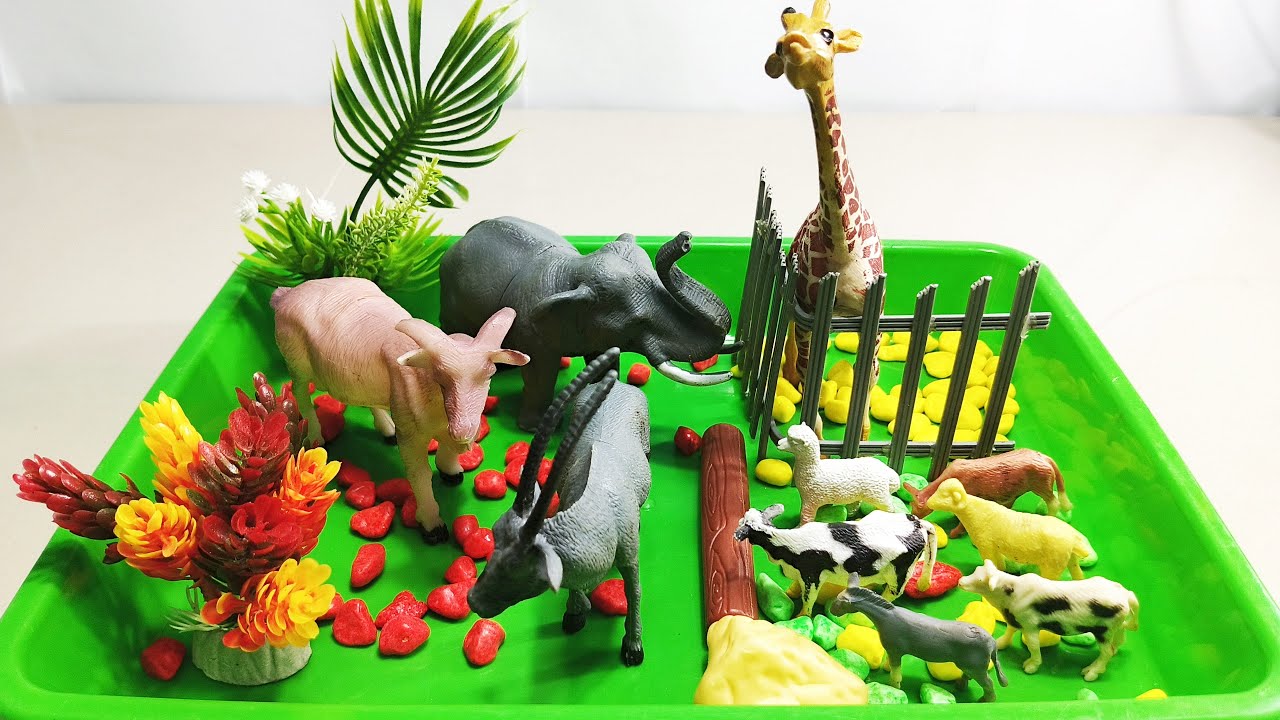 Cow Giraffe Elephant Tiger Panda Rhinoceros Animal Toys, ASMR