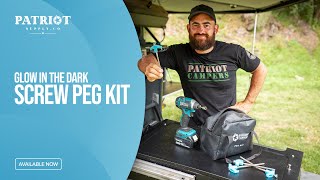 Patriot Campers Glow In the Dark Screw Peg Kit | Never Bend Pegs Again!