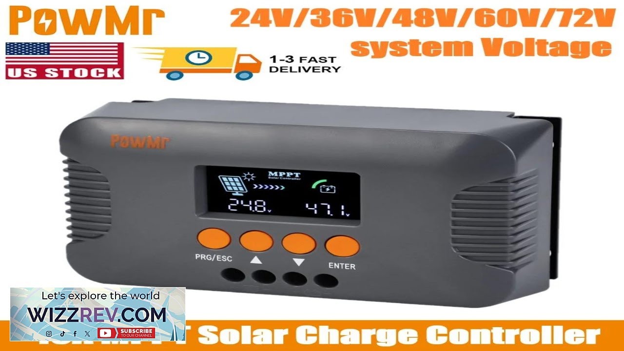 PowMr Boost 10A MPPT Solar Charge Controller Suitable 24V 36V 48V 60V ...