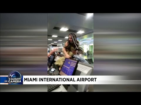 Caught on camera: Outburst at Miami International Airport leaves officer injured