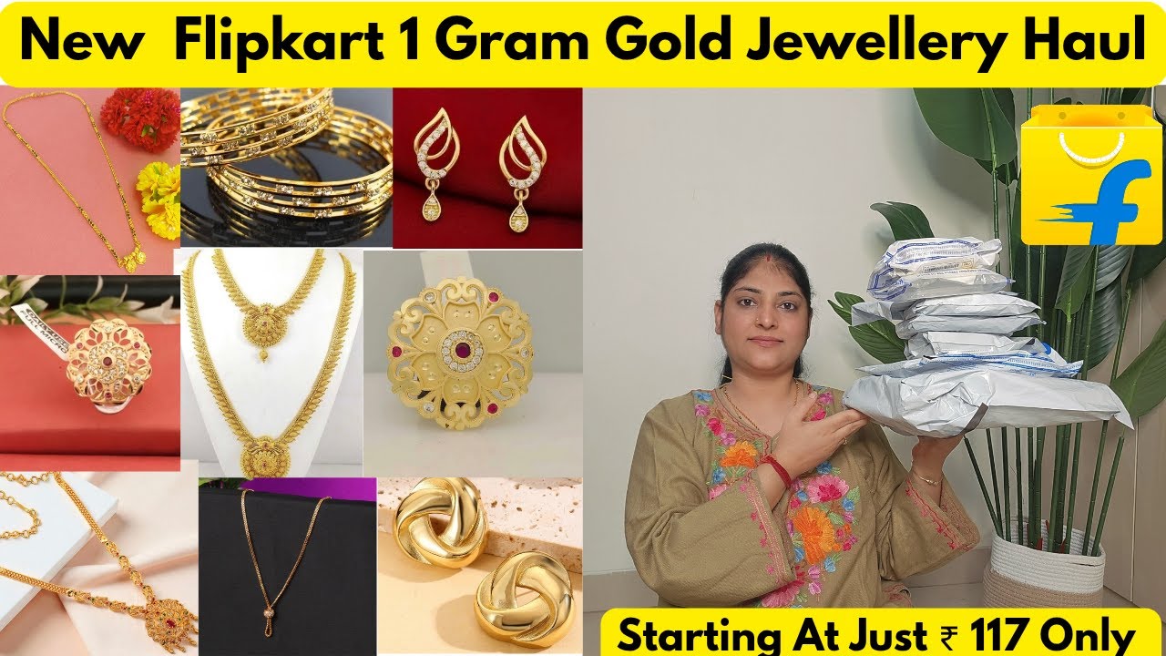 New Flipkart 1 Gram Gold Jewellery Haul | Long Necklace, Cocktail Rings, Chain, Earrings, Bangles