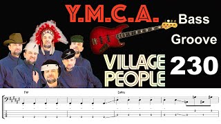 YMCA (Village People) How to Play Bass Groove Cover with Score & Tab Lesson