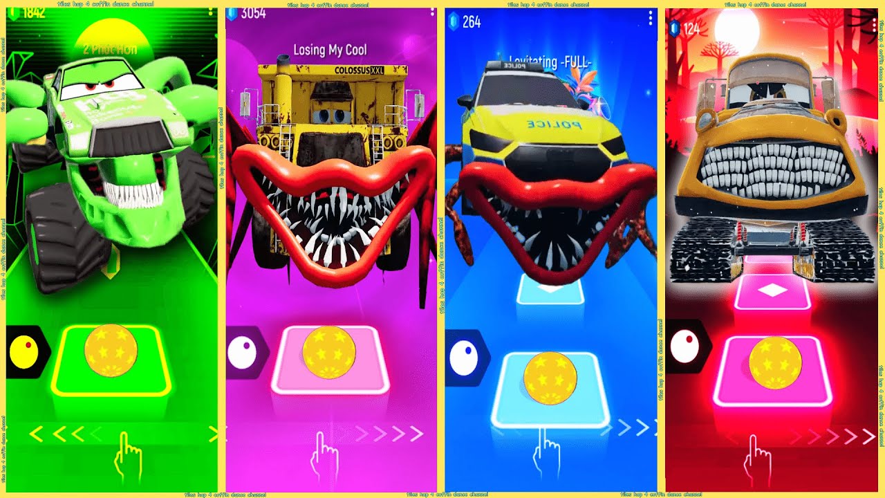 coffin dance - Truck Colosus Eater 🆚 Tow Mater Excavator 🆚 Police Car Eater 🆚 Car Spider | Tiles HOP