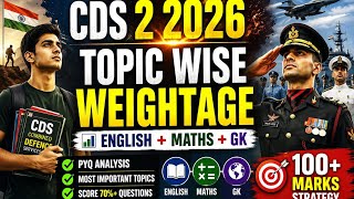 CDS 2 2026 | Topic Wise Weightage📚 Analysis 🔥 English, Maths & GK Chapter Wise Marks✅